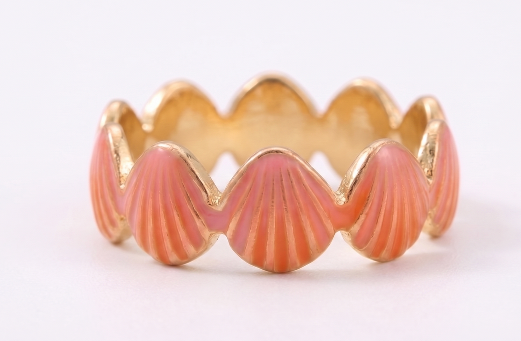 Seashells Two-Ring Set - Gold and Orange
