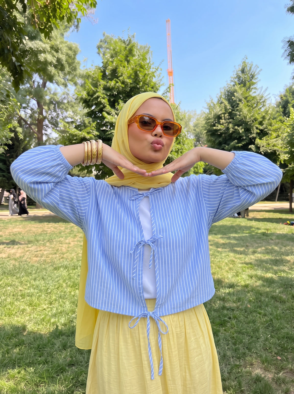 Sky Blue Tie-Front Top