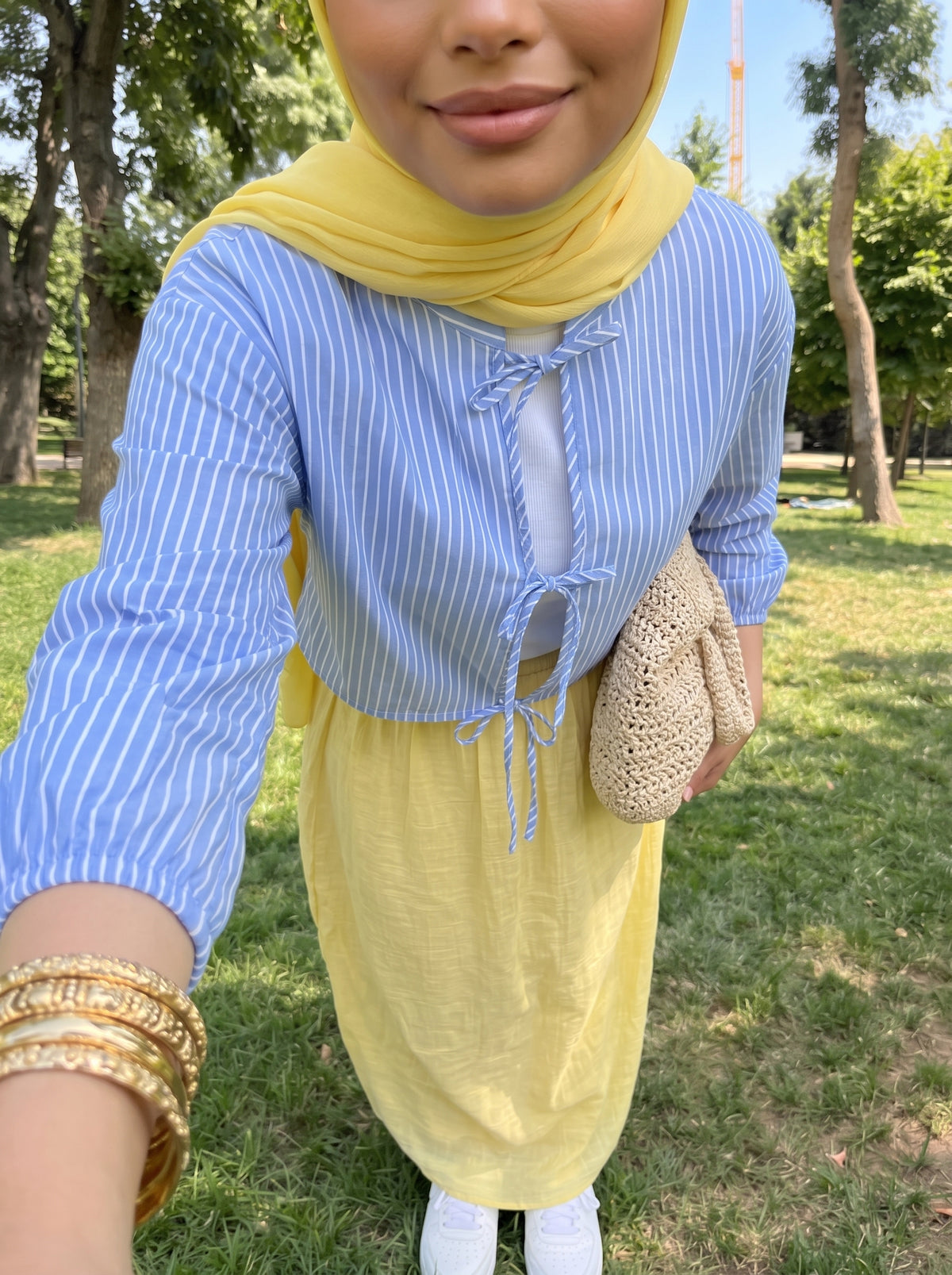 Sky Blue Tie-Front Top