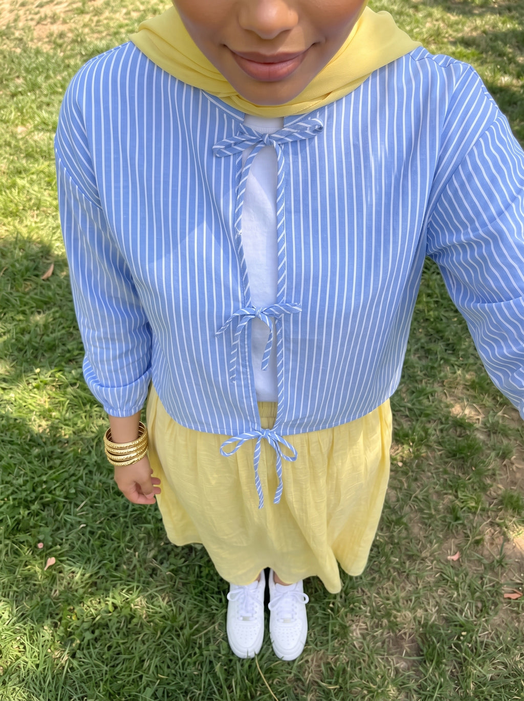 Sky Blue Tie-Front Top