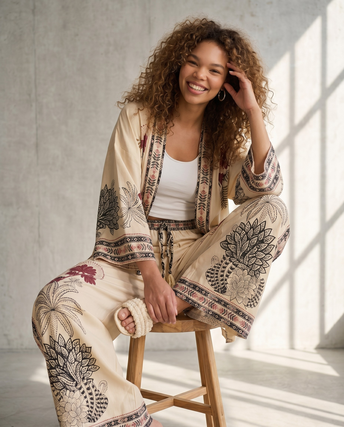 Boho Biege Kimono