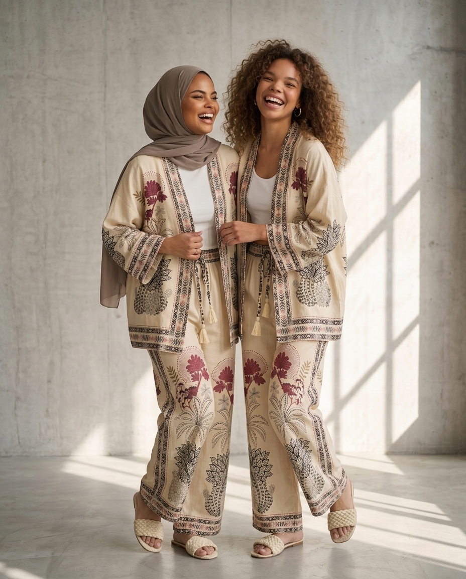 Boho Beige Wide-Pants
