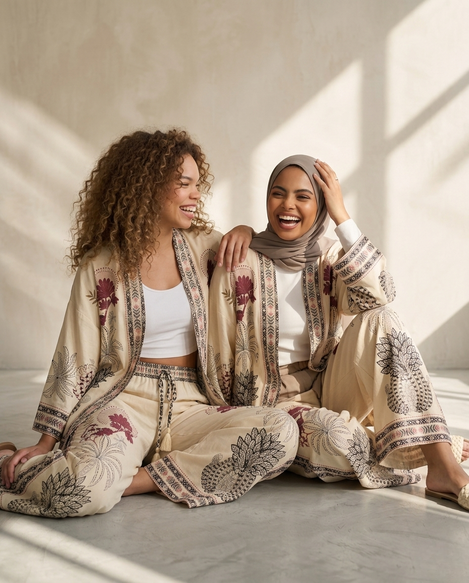 Boho Beige Wide-Pants