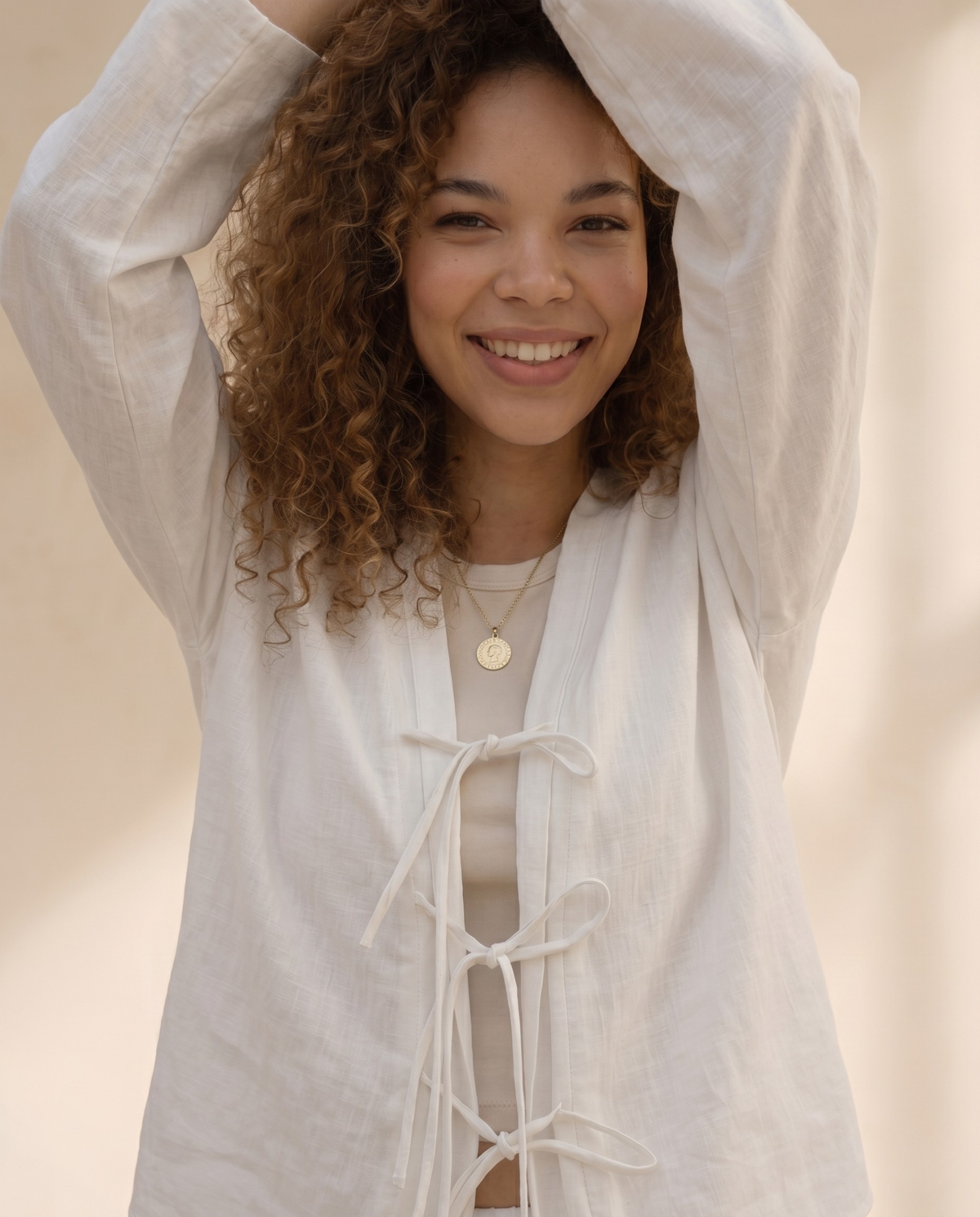 White Tie-front Blouse